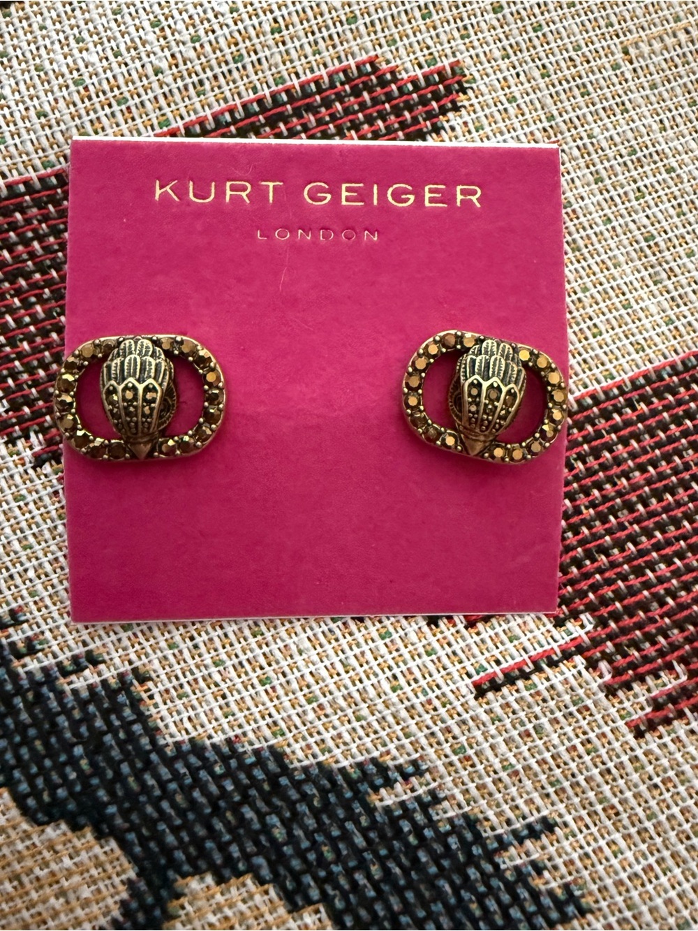 Kurt Geiger Gold Beetle Oval Stud Earrings
